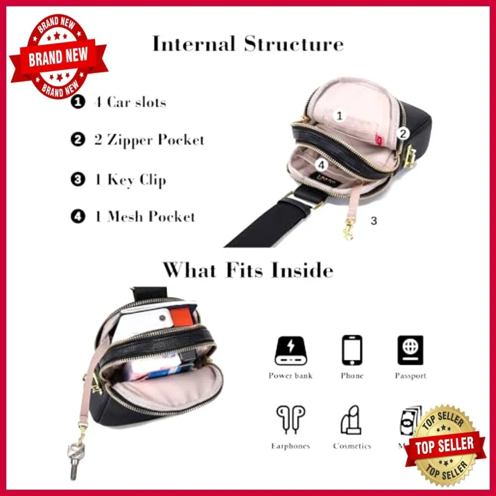 Small Vegan Leather Crossbody Bag with RFID Blocking Anti-Theft Lock - Picture 6 of 7